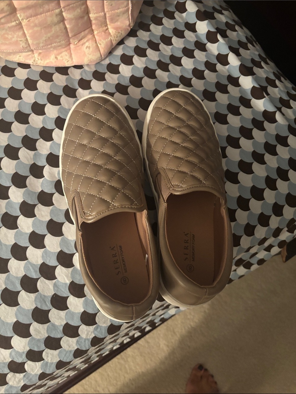 Serra Quilted Slip-On Sneakers in Taupe